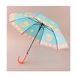 Babyhug Free Size Umbrella with Owl Print -Sea Green