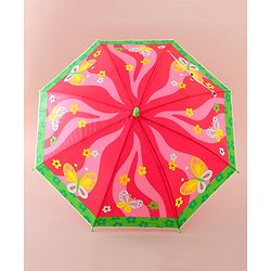 Babyhug Free Size Umbrella with Butterfly & Floral Print - Multicolor