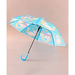 Babyhug Free Size Umbrella with Unicorn Print - Light Blue