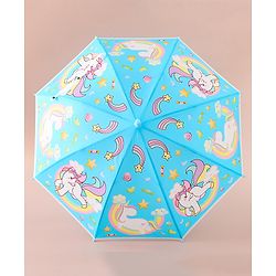 Babyhug Free Size Umbrella with Unicorn Print - Light Blue