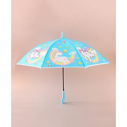 Babyhug Free Size Umbrella with Unicorn Print - Light Blue