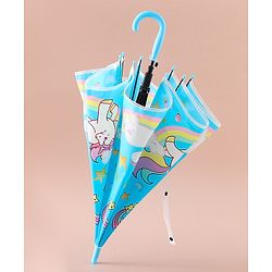 Babyhug Free Size Umbrella with Unicorn Print - Light Blue