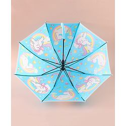 Babyhug Free Size Umbrella with Unicorn Print - Light Blue