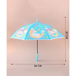Babyhug Free Size Umbrella with Unicorn Print - Light Blue