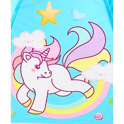 Babyhug Free Size Umbrella with Unicorn Print - Light Blue