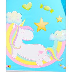 Babyhug Free Size Umbrella with Unicorn Print - Light Blue