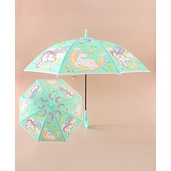 Babyhug Free Size Umbrella with Unicorn Print - Light Blue