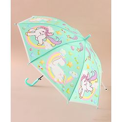 Babyhug Free Size Umbrella with Unicorn Print - Light Blue