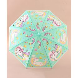 Babyhug Free Size Umbrella with Unicorn Print - Light Blue