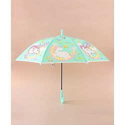 Babyhug Free Size Umbrella with Unicorn Print - Light Blue