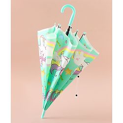 Babyhug Free Size Umbrella with Unicorn Print - Light Blue