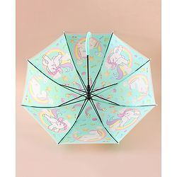 Babyhug Free Size Umbrella with Unicorn Print - Light Blue