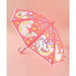 Babyhug Free Size Umbrella with Unicorn Print - Light Blue