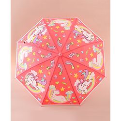 Babyhug Free Size Umbrella with Unicorn Print - Light Blue