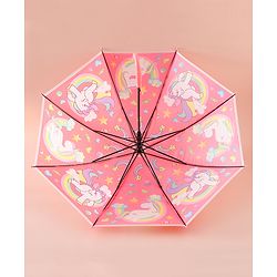 Babyhug Free Size Umbrella with Unicorn Print - Light Blue