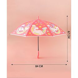 Babyhug Free Size Umbrella with Unicorn Print - Light Blue