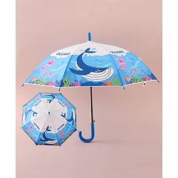 Babyhug Free Size Umbrella with Whale Print - Dark Blue