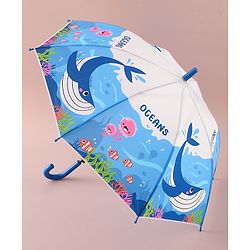 Babyhug Free Size Umbrella with Whale Print - Dark Blue