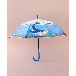 Babyhug Free Size Umbrella with Whale Print - Dark Blue