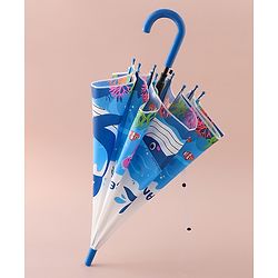 Babyhug Free Size Umbrella with Whale Print - Dark Blue