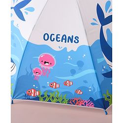 Babyhug Free Size Umbrella with Whale Print - Dark Blue