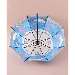 Babyhug Free Size Umbrella with Whale Print - Dark Blue
