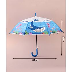 Babyhug Free Size Umbrella with Whale Print - Dark Blue