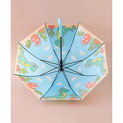 Babyhug Free Size Umbrella with Dino Print - Light Blue
