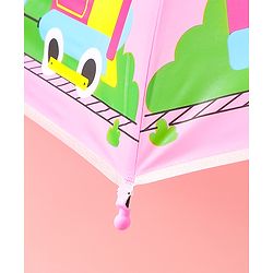 Babyhug Free Size Umbrella with Train Print - Pink