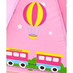 Babyhug Free Size Umbrella with Train Print - Pink