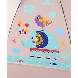 Babyhug Free Size Umbrella with Elephant Print - Blue