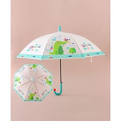 Babyhug Free Size Umbrella with Crocodile Print - Green