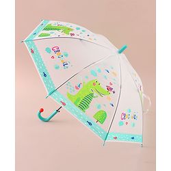 Babyhug Free Size Umbrella with Crocodile Print - Green
