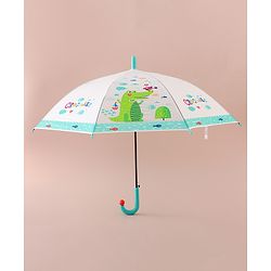 Babyhug Free Size Umbrella with Crocodile Print - Green
