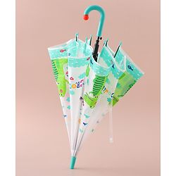 Babyhug Free Size Umbrella with Crocodile Print - Green