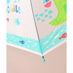 Babyhug Free Size Umbrella with Crocodile Print - Green