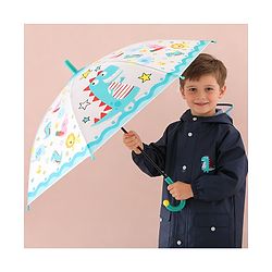 Babyhug Free Size Umbrella with Dinosaur Print - Blue