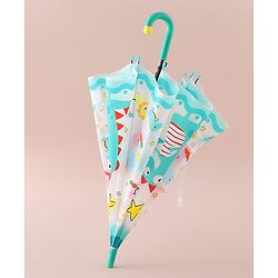 Babyhug Free Size Umbrella with Dinosaur Print - Blue
