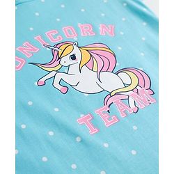 Babyhug Cotton Knit Half Sleeves Polka Dots & Unicorn Printed Nighty - Light Blue