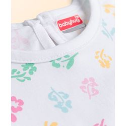 Babyhug Cotton Knit Half Sleeves Floral Printed Nighty - White