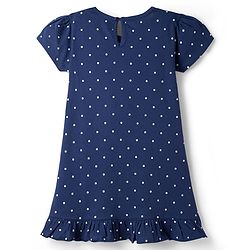 Babyhug Cotton Knit Half Sleeves Nighty with Rainbow & Polka Dot Print - Navy Blue