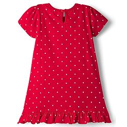 Babyhug Cotton Knit Half Sleeves Nighty With Hot Cocoa Print - Red