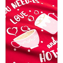 Babyhug Cotton Knit Half Sleeves Nighty With Hot Cocoa Print - Red