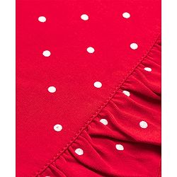 Babyhug Cotton Knit Half Sleeves Nighty With Hot Cocoa Print - Red