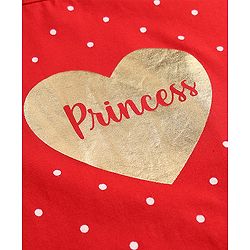 Babyhug Cotton Knit Half Sleeves Polka Dots Printed Nighty - Red
