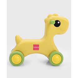 Babyhug 3 in 1 Pony Rocker Combo - Manual Push on Ride On - Yellow & Green| Toy for 1 to 3 Year Kids| Balancing Board| Easy Assemble Indoor & Outdoor Play| BIS Certified| Activity Gifting Option