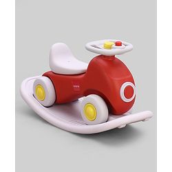 Babyhug 3 in 1 Car Rocker Combo - Push on Ride On - Red & Purple| Toy for 1-3 Years Kid| Balancing Board| Easy Assembly| Indoor & Outdoor Play| BIS Certified| Activity Gifting| Chu-chu Horn