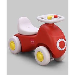Babyhug 3 in 1 Car Rocker Combo - Push on Ride On - Red & Purple| Toy for 1-3 Years Kid| Balancing Board| Easy Assembly| Indoor & Outdoor Play| BIS Certified| Activity Gifting| Chu-chu Horn