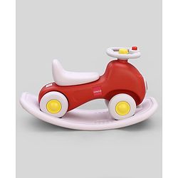 Babyhug 3 in 1 Car Rocker Combo - Push on Ride On - Red & Purple| Toy for 1-3 Years Kid| Balancing Board| Easy Assembly| Indoor & Outdoor Play| BIS Certified| Activity Gifting| Chu-chu Horn