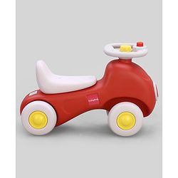 Babyhug 3 in 1 Car Rocker Combo - Push on Ride On - Red & Purple| Toy for 1-3 Years Kid| Balancing Board| Easy Assembly| Indoor & Outdoor Play| BIS Certified| Activity Gifting| Chu-chu Horn